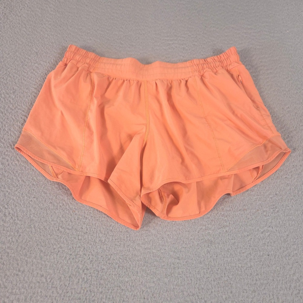 Lululemon Shorts Womens 14 Orange Hotty Hot Low-Rise Lined Mesh Running Workout
